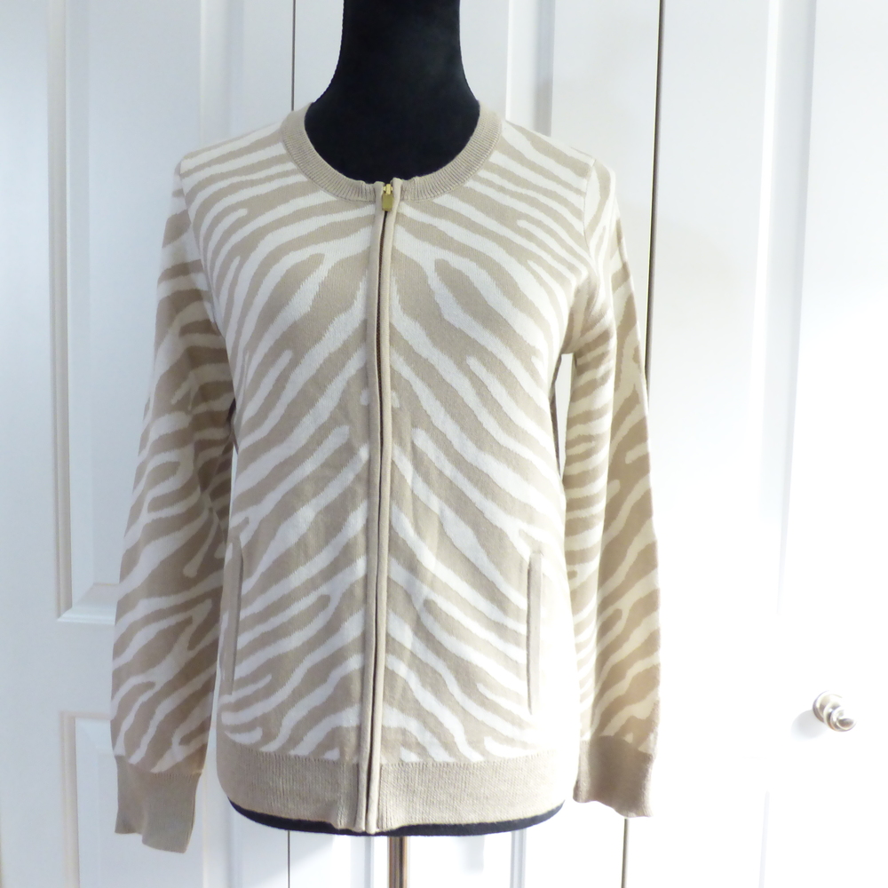 Banana Republic Zip Up Zebra Print Cardigan